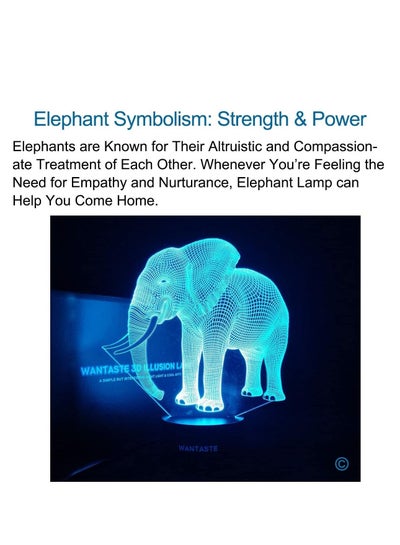 Multicolour Elephant 3D Elephant Lamp Optical Illusion Night Light for Room Decor & Baby Nursery Cool Birthday Gifts for Girls & Boys 16 Colour Changing Toys