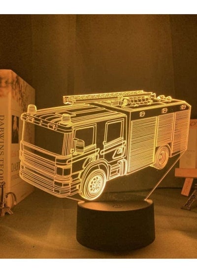 مصباح الوهم ثلاثي الأبعاد Led ضوء الليل الاكريليك سيارة مطافئ الطفل لغرفة النوم ديكور مكافحة الحرائق سيارة الجدول مصباح الأطفال النوم مصباح غرفة الديكور