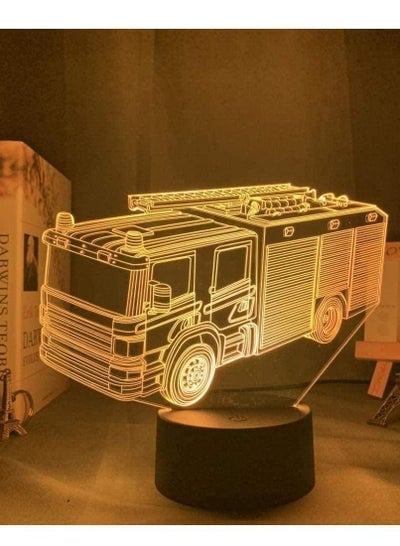 مصباح الوهم ثلاثي الأبعاد Led ضوء الليل الاكريليك سيارة مطافئ الطفل لغرفة النوم ديكور مكافحة الحرائق سيارة الجدول مصباح الأطفال النوم مصباح غرفة الديكور