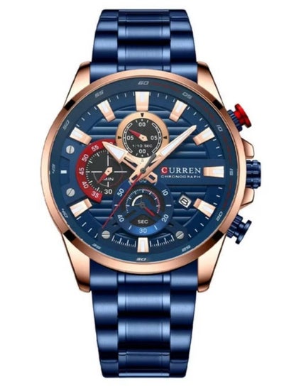 Curren 8415 Original Men's Watch Stainless Steel Band, Blue / Blue
