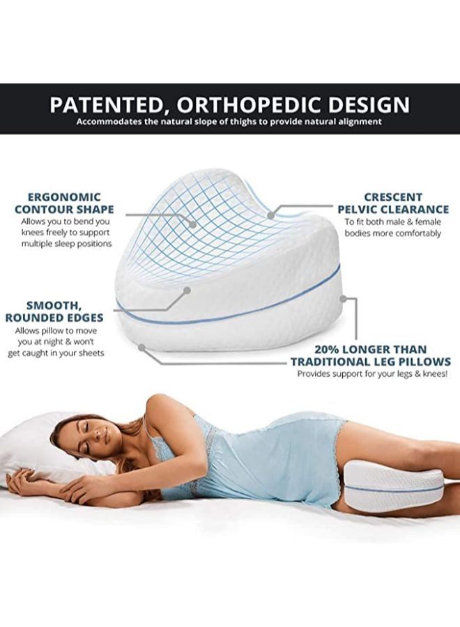 Orthopedic Knee Pillow for Sciatica Relief, Back Pain, Leg Pain, Pregnancy, Hip and Joint Pain - Memory Foam Wedge Contour for Side, Back & Side Sleepers