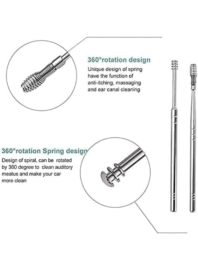Ear Wax Remover Kit Earwax Cleaner Tool Set 6-in-1 Ear Cleaner Reusable Ear Pick Tools Earwax Removal Kit with Storage Bag for Children & Adults