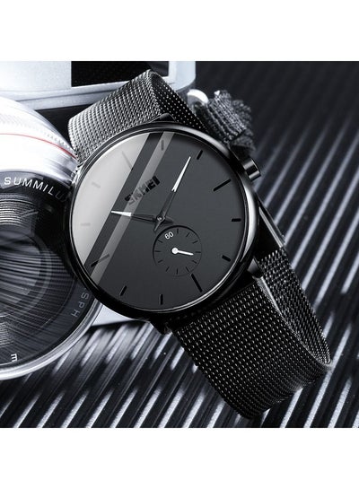 Men's 9185 Quartz Watch Stainless Strap Waterproof Watch - Black/White