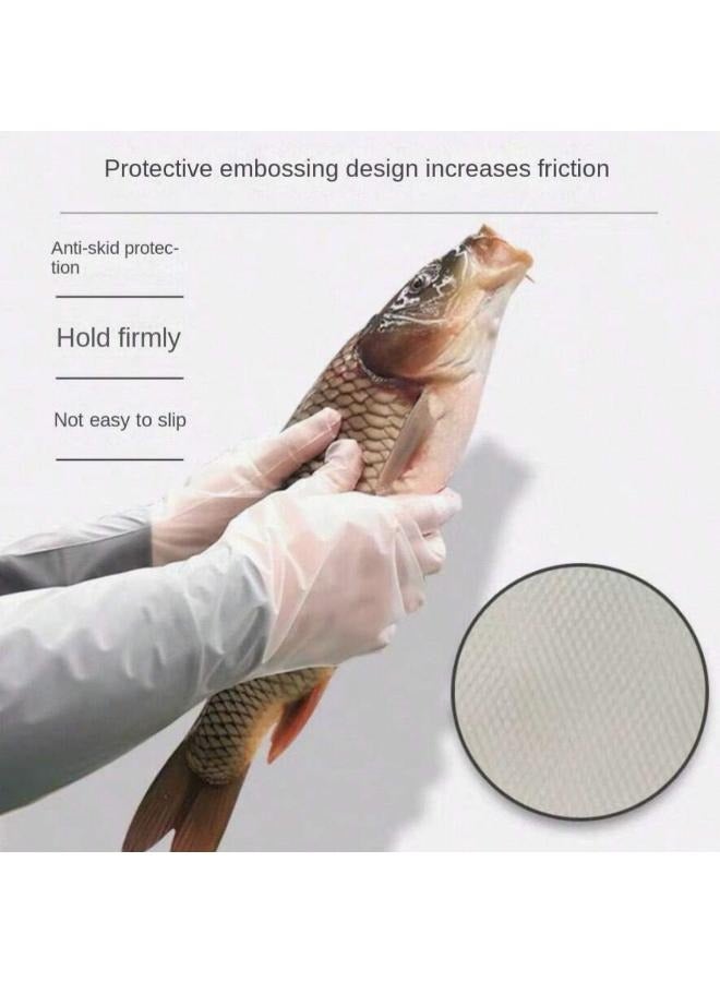 10 Pieces Disposable Extended Thickened Arm Gloves Household Dishwashing TPE Gloves Food-grade 60cm Waterproof Antifreeze