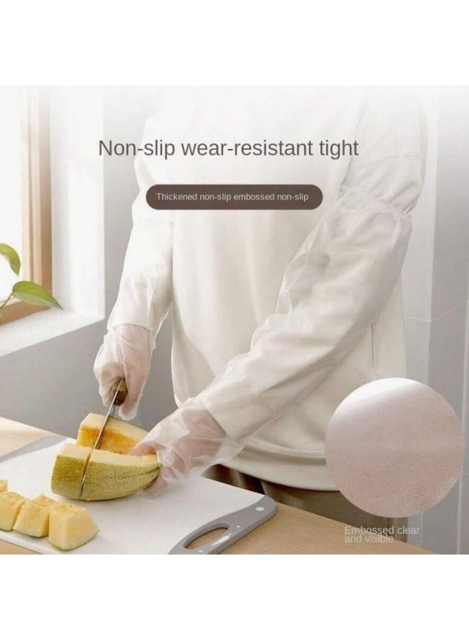 10 Pieces Disposable Extended Thickened Arm Gloves Household Dishwashing TPE Gloves Food-grade 60cm Waterproof Antifreeze