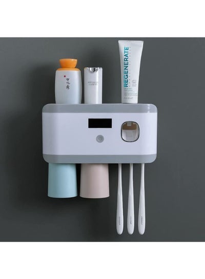 Wall Mounted Toothpaste Dispenser With UV Toothbrush Sterilizer Holder