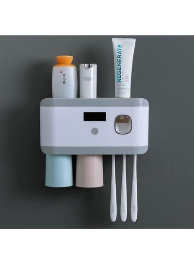 Wall Mounted Toothpaste Dispenser With UV Toothbrush Sterilizer Holder