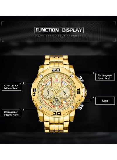 NAVIFORCE NF9175 Golden Stainless Steel Chronograph Watch For Men