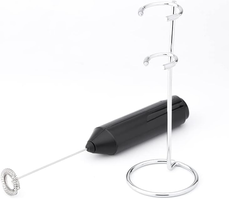MFHP Milk Foamer – خلاط حليب، بياض بيض، ماء وصلصات – خلاط حليب كهربائي يدوي – يعمل ببطاريتين AA – خلاط صغير مع حامل