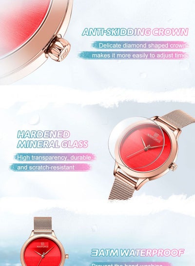 2023 جديد وصول NAVIFORCE NF5027 رومانسية ساحرة كوارتز نساء ساعات فاخرة سوار فولاذي غير قابل للصدأ الأحمر الهاتفي سيدة ساعة reloj mujer