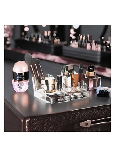 Makeup Organizer, Clear Acrylic Cosmetic Organizer Makeup Holder Display Jewelry Storage, Bathroon,Office Use, Case 2 Drawer For Lipstick Liner Brush Holder Black (Clear)