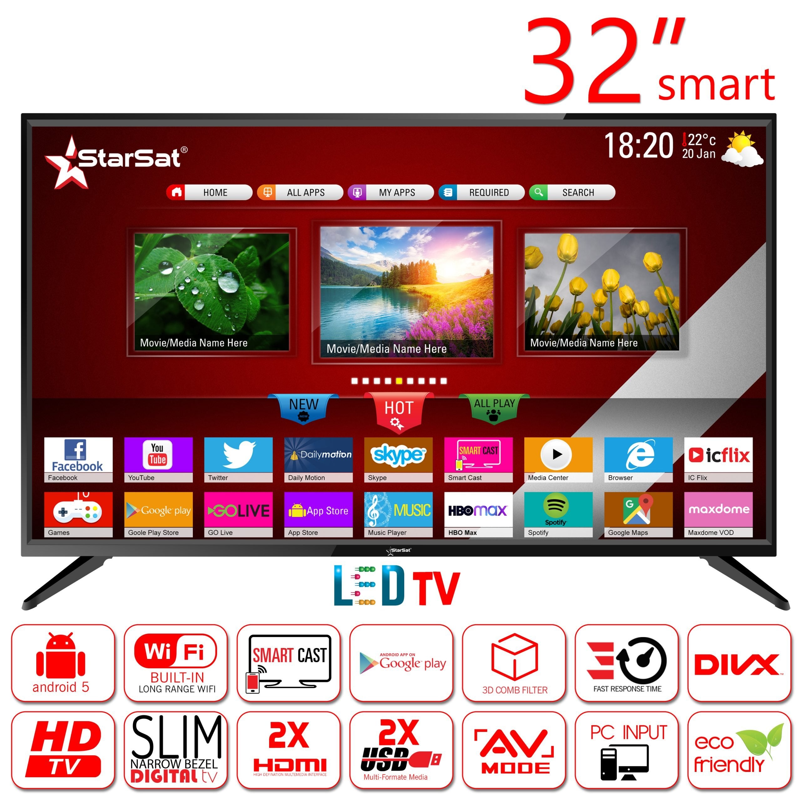 StarSat 32″ HD Smart LED TV