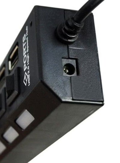 منفذ USB HUB بـ 7 منافذ 2.0 عالي السرعة مع مفتاح تشغيل/إيقاف ومحول مصباح LED
