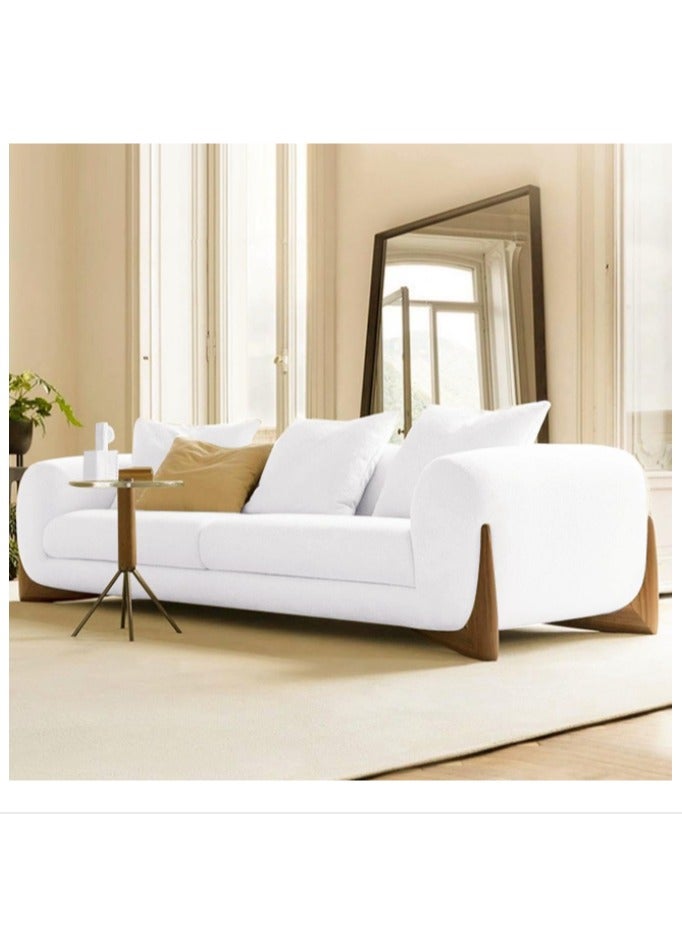 Gl Tobago Fleece Fabric Overstuffed Multifunction Sofa, Wood Furniture For Home Livingroom, Bedroom, Office With Pillows (White, Double Seats 1.9M)