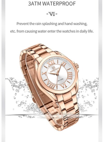 NAVIFORCE NF5037 نساء ساعات يد كوارتز بسيطة موضة مقاوم للماء ساعة اليد سوار فولاذي غير قابل للصدأ بنات ساعة Relogio Feminino