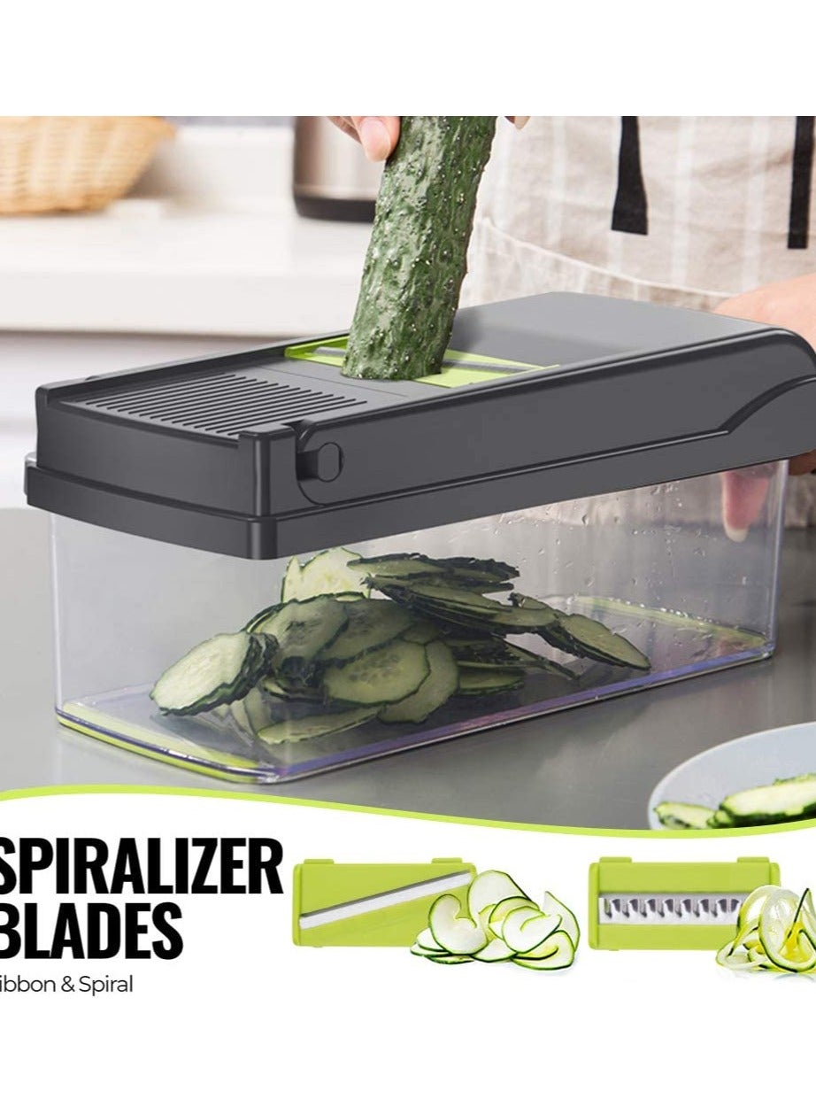 Eworld 11 In 1 Interchangeable Blades Vegetable Chopper Slicer with Colander Basket and Container