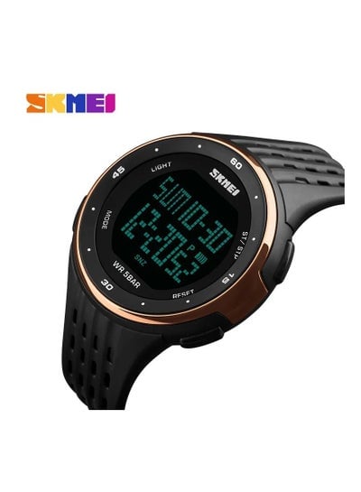 ساعة يد رجالية 1219 مطاطية رياضية رقمية مقاومة للماء - باللون الأسود