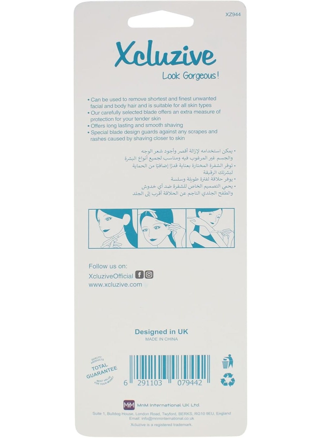 Xcluzive Facial & Body Hair Razor, Pack of 3, Plastic Handle, Unisex-Adults