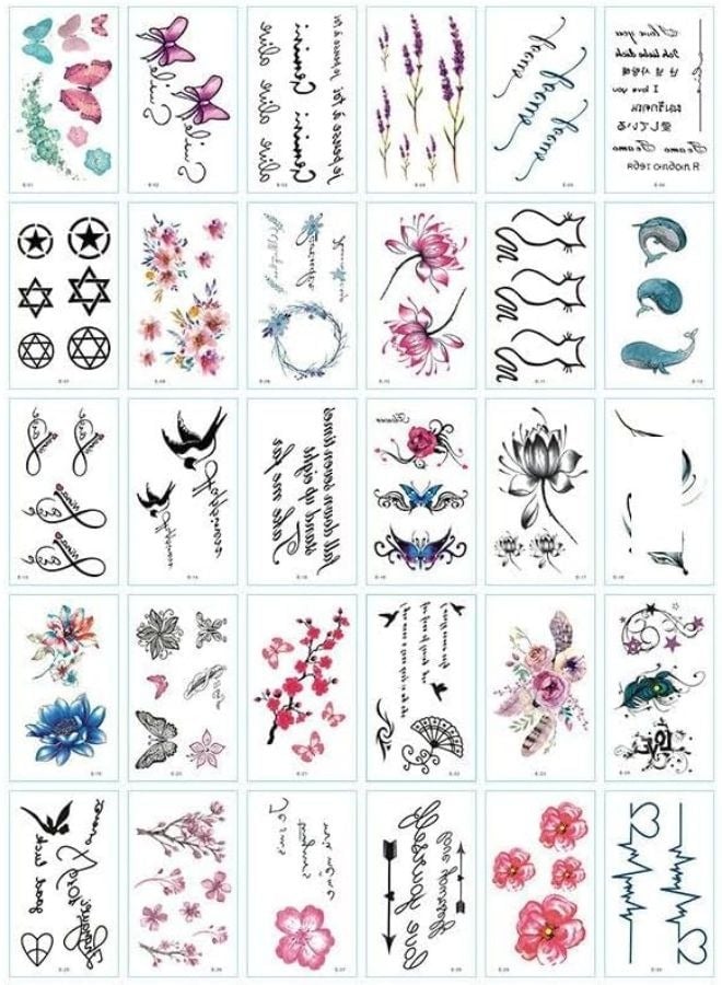 30 Sheets  DIY Temporary Tattoo Fashion Designs for Body