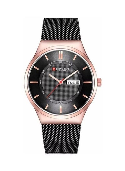 CURREN 8311 Men Watches Simple Style Stainless Steel Mesh Wristwatch New Quartz Male Clock With Week and Date Waterproof - Black