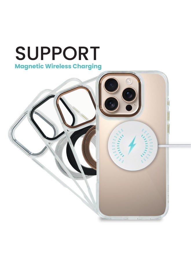 AZTECH Magnetic Phone Case for iPhone 15 Pro Case Cover Anti-Slip and Drop-Proof Protective Cover with 360° Ring Stand Compatible & MagSafe Exclusively Designed for iPhone 15 Pro Anti-Scratch, Colour : Black +Clear