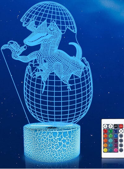 Dinosaur Gifts  3D Multicolor Night Light for Kids Dinosaur Trex Bedside Lamp with Remote Control and Timing Function 16 Color Changing Ramadan Halloween Birthday Gift for Child Baby Boy
