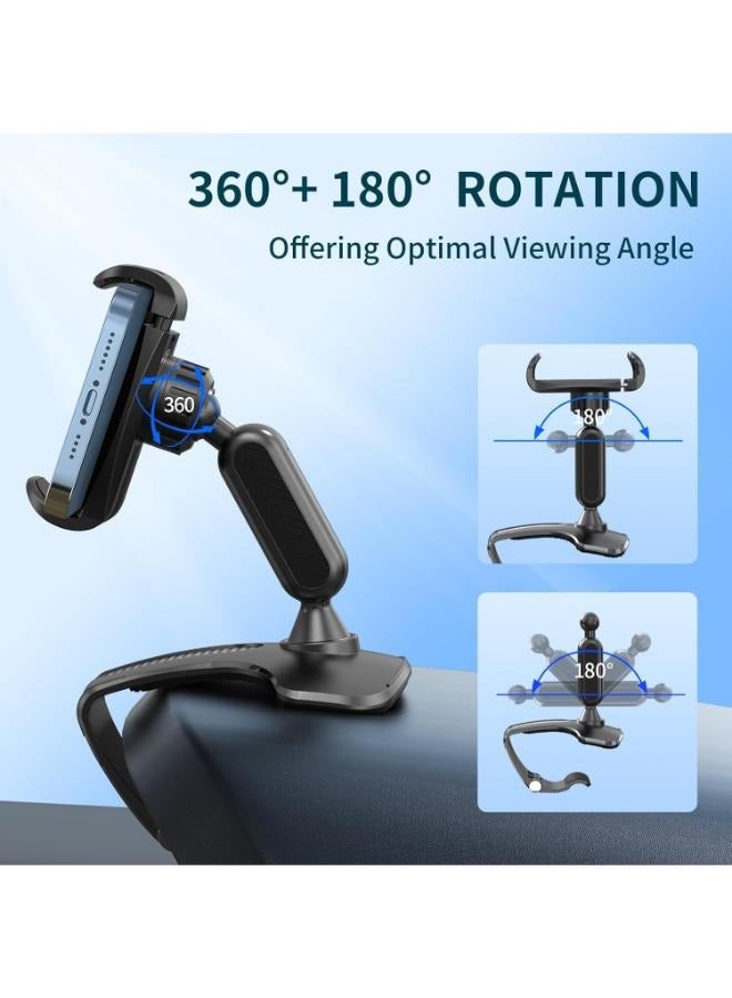 Multifunctional Car Dashboard Mobile Phone Holder, 360 Degree Rotation Universal Dash Clip Cellphone Mount for 4.0-6.2 inch Smartphones