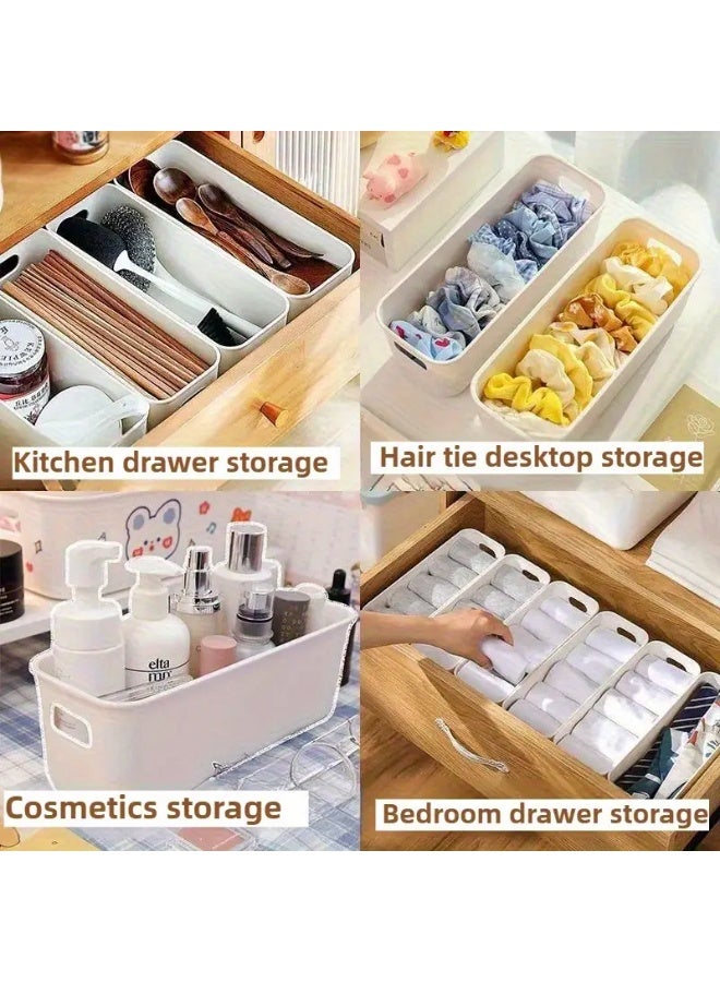 12 Pieces Stackable Plastic Drawer Organizers with Handles, Durable Closet and Dresser Storage Bins for Socks, Wardrobe, Bedroom and Kitchen Organization