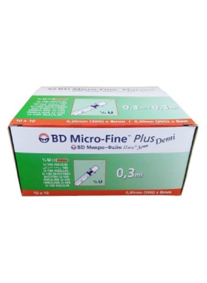 BD Micro Fine Demi 0.3 Ml Insulin Syringe (30g) 8mm (10x10)