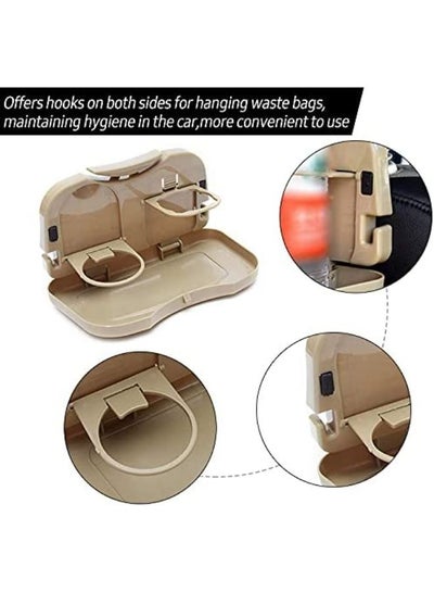 2 Pieces Back Seat Car Organizer with Tray Table Back Seat Mounted Dining Table Foldable Back Seat Tray Multi-functional with Water Cup Bottle Beverage Stand