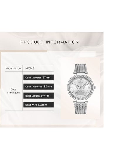 NAVIFORCE Women Watches Luxury Fashion Casual Quartz Stainless Steel Waterproof Wristwatch with Diamond NF5018