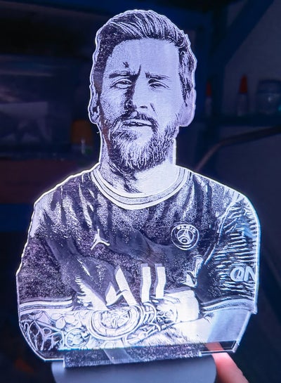 3D Acrylic LED 16 Colour Night Light With Remote Table Lamp Gift Football Messi Figure