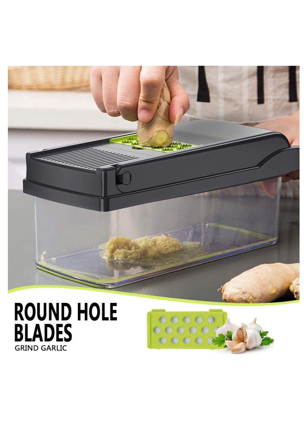 Eworld 11 In 1 Interchangeable Blades Vegetable Chopper Slicer with Colander Basket and Container