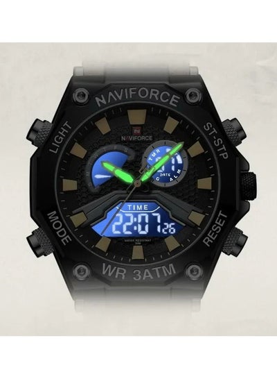 Naviforce Wristwatch Men's Sports Fashion Model NF9220 Leather Strap Waterproof System Analog + Digital