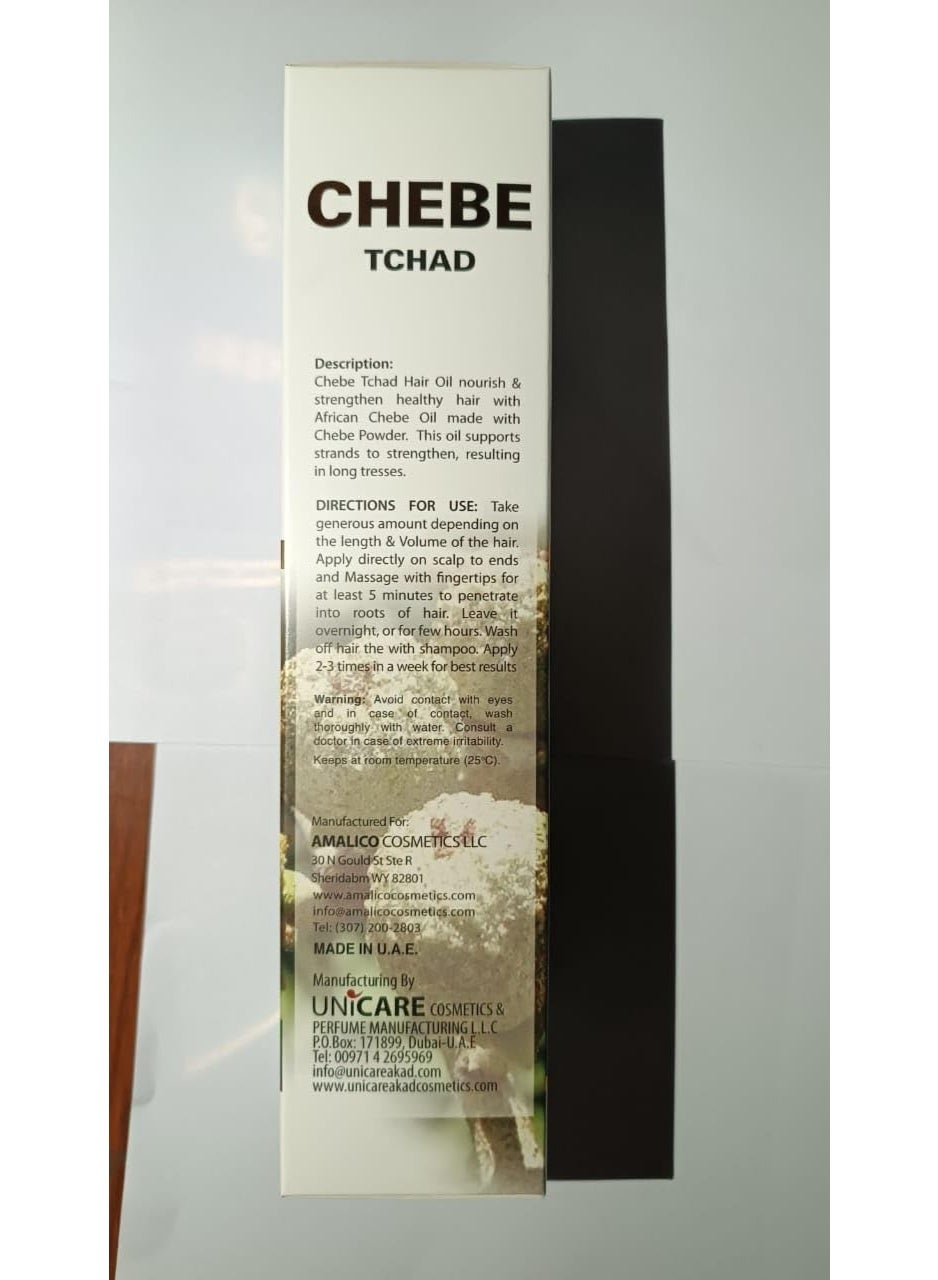 AMALICO Oil for Hair Growth with Chebe Powder - Ready to use Organic Oil for Scalp and Dry Damaged Hair - Natural Oil Infused with Canola, Palm, Ostrich and Olive Oil - 250 ML