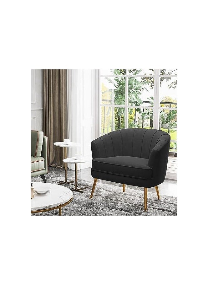 Velvet Accent Chairs For Living Room Bedroom Office Upholstered Single Sofa Chair Arm Chair Comfy Chair Reading Club Coffee Chair With Metal Legs