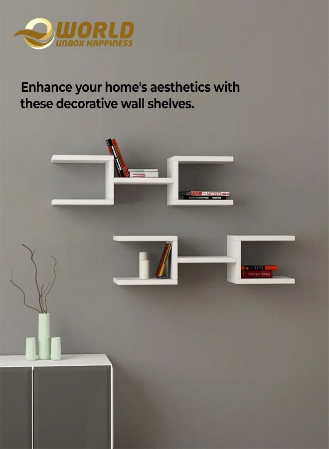 Eworld Set of 2 Modern Crab Floating Shelves, Stylish Wall Mounted Ledges for Bedrooms, Living Rooms, Bathrooms, and Kitchens, Elevate Your Home and Office Decor with Creative Wall Hanging Bookshelves
