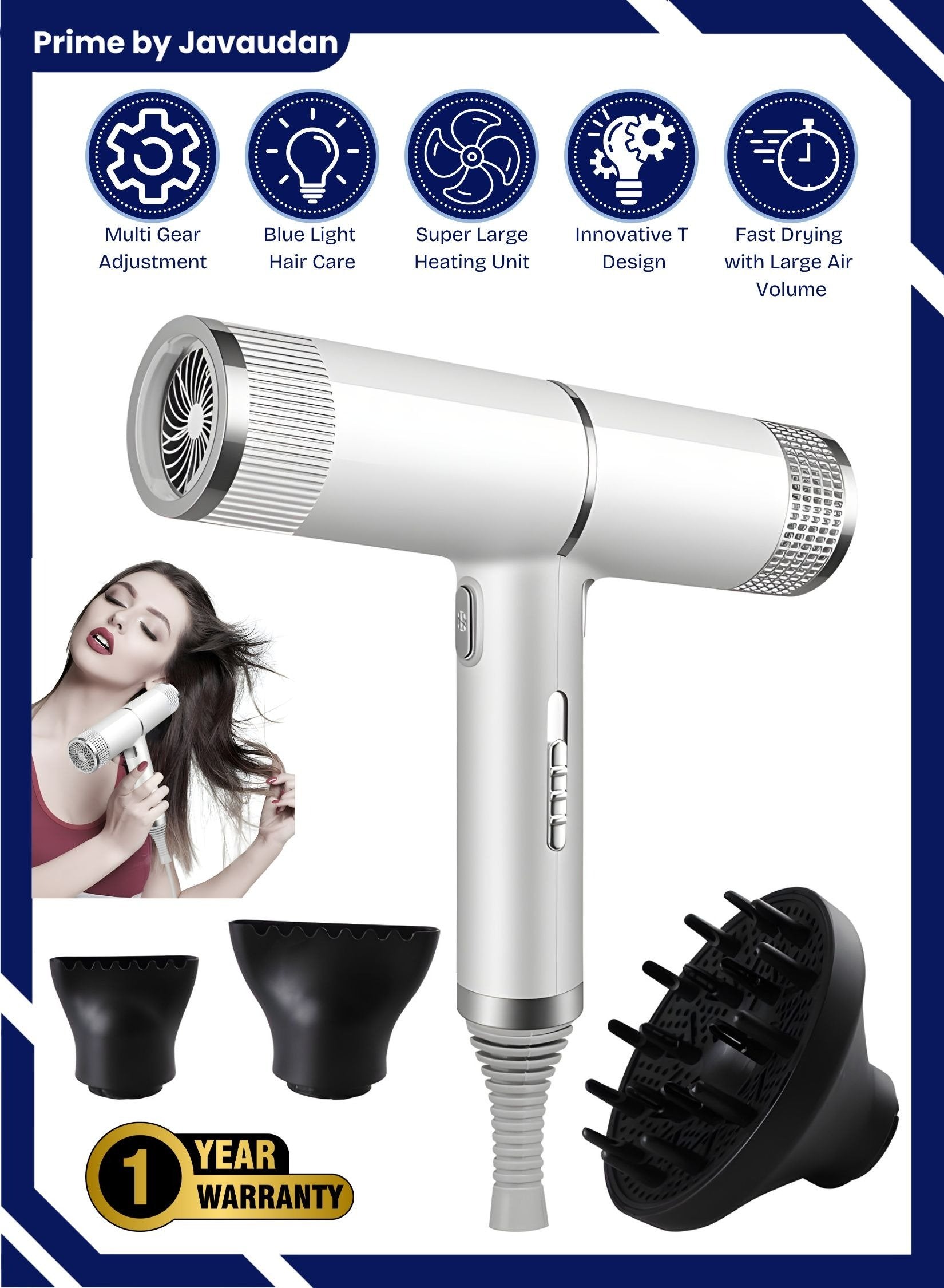Ionic Professional Salon Blow Dryer Hair Dryer Portable Fast Hairdryer with DC Motor Light Weight Low Noise for Travel Salon Home Use