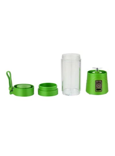 Portable Wireless Rechargeable 4 Blades USB Electric Blender Juicer Cup Plastic Fruit Grinder 380ml Juice Bottle Mini Automatic Smoothie Cider Device (Green)