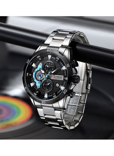 8402 Men's Watch Water Resistant Stainless Steel Fashion Quartz Business Wrist Watch - Silver