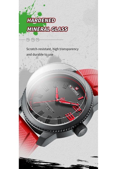 NAVIFORCE NF9202T سيليكون باند ساعة رياضية مقاومة للماء للرجال ساعة يد كوارتز عادية تصميم مقاوم للصدمات ساعة رجالية Relogio Masculino