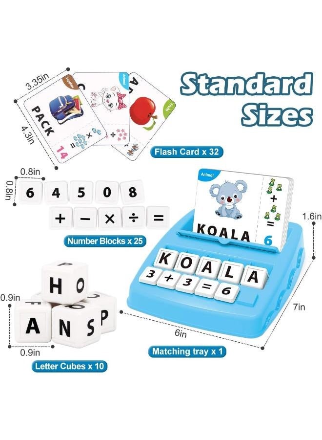 Kids Educational Toys Matching Letter Game, Alphabet and Math Puzzle Game with Flash Cards,Board Game for Kid to Learn Numbers and Spelling Words,Toy Gifts for 3-6 Year Old