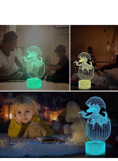 Dinosaur Gifts  3D Multicolor Night Light for Kids Dinosaur Trex Bedside Lamp with Remote Control and Timing Function 16 Color Changing Ramadan Halloween Birthday Gift for Child Baby Boy