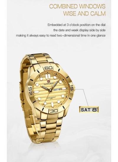 NAVIFORCE Men's Watches Waterproof Stainless Steel Quartz Calender Week Diplay Watch Casual For Men NF9198