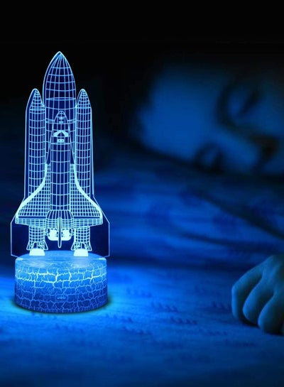 Rocket 3D Illusion Lamp Night Light for Kids,Rocket Toys for Boys,7 Years Boys Birthday Present, Boy Gift Age 10 9 8 7 6 5, Space Gift for Boys