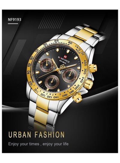 NAVIFORCE Mens/Womens Fashion Multifunction Watches Quartz Analog Stainless Steel Waterproof Watch NF9193