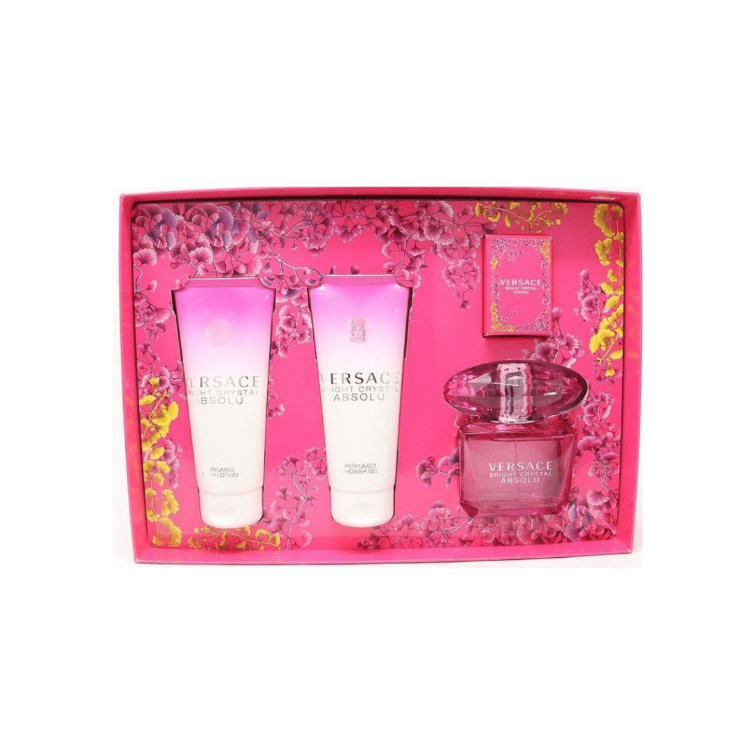 Versace Bright Crystal Absolu Eau De Parfum 90Ml + 5Ml + Shower Gel + Body Lotion