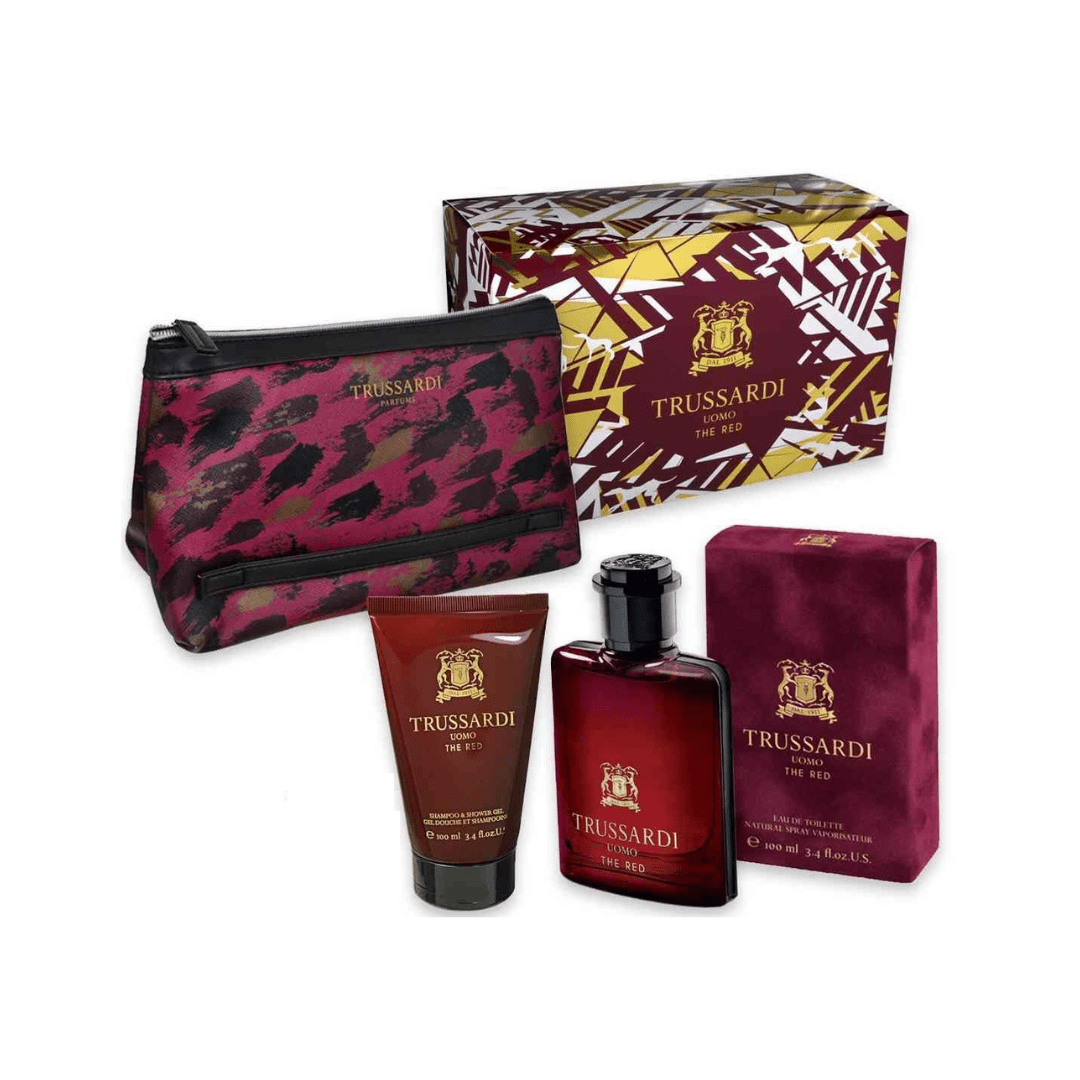 Trussardi Uomo Red Eau De Toilette 100Ml For Men 3-Piece Set