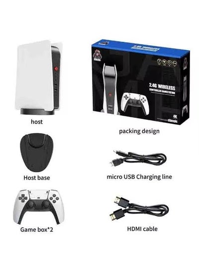 M5-PS5 Game Console Video Gamebox 2.4G Wireless Controller Gamestation 4K Classic White & Black