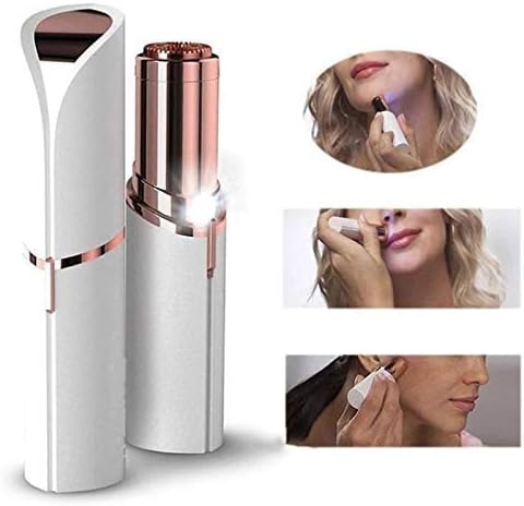 AABHA Women's Painless Face Hair Remover Epilator Machine for Upper Lip, Chin, Eyebrow, Neck, Leg (Color : White & Rose gold)
